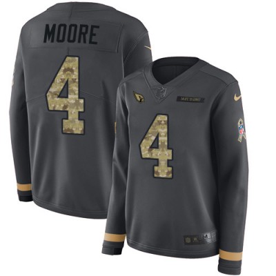 Nike Arizona Cardinals #4 Rondale Moore Anthracite Salute to Service Women's Stitched NFL Limited Therma Long Sleeve Jersey